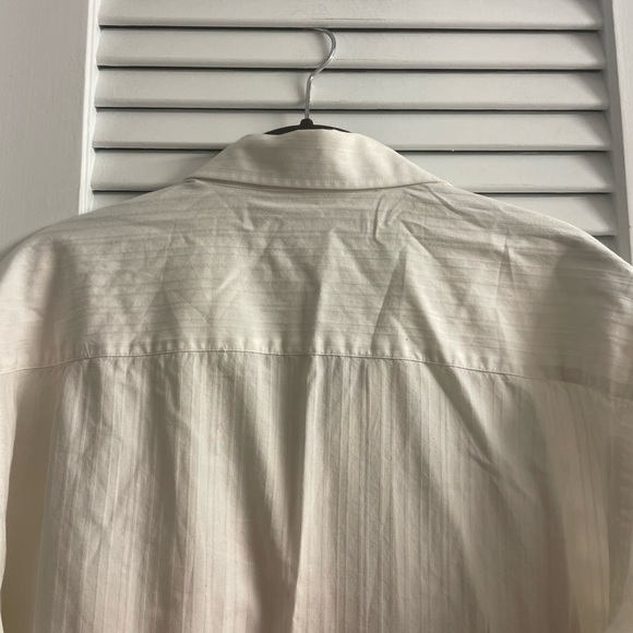 Perry Ellis White On White Textured Pinstripe Long sleeve button down -Size L - Picture 8 of 9